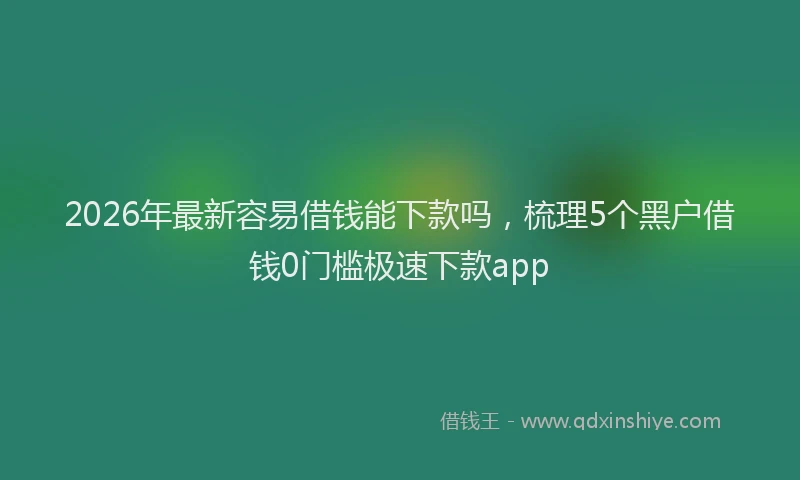 2026年最新容易借钱能下款吗，梳理5个黑户借钱0门槛极速下款app