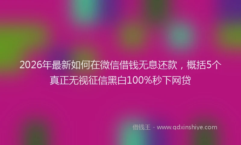 2026年最新如何在微信借钱无息还款，概括5个真正无视征信黑白100%秒下网贷