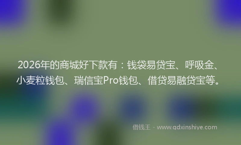 2026年的商城好下款有:钱袋易贷宝、呼吸金、小麦粒钱包、瑞信宝Pro钱包、借贷易融贷宝等。