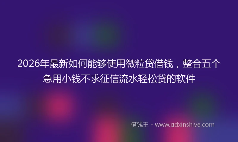 2026年最新如何能够使用微粒贷借钱，整合五个急用小钱不求征信流水轻松贷的软件