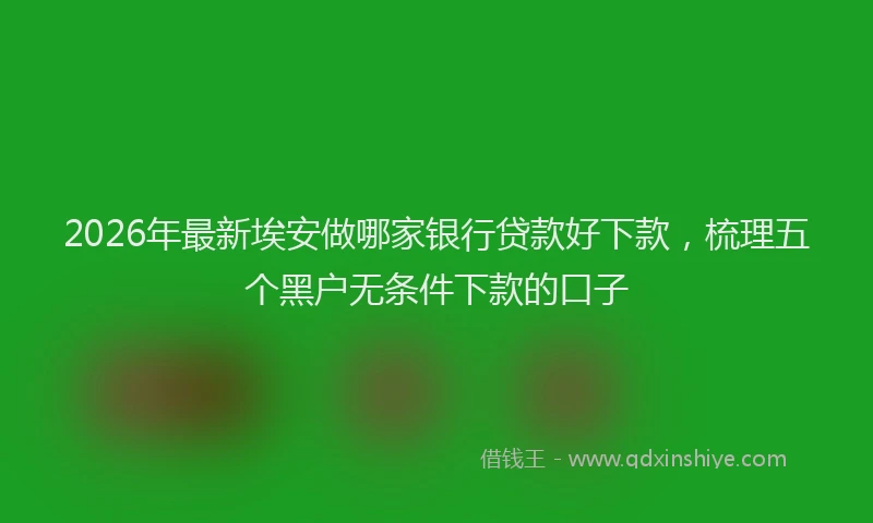 2026年最新埃安做哪家银行贷款好下款,梳理五个黑户无条件下款的口子