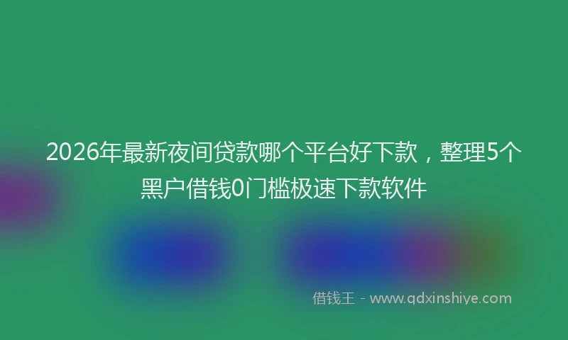2026年最新夜间贷款哪个平台好下款,整理5个黑户借钱0门槛极速下款软件