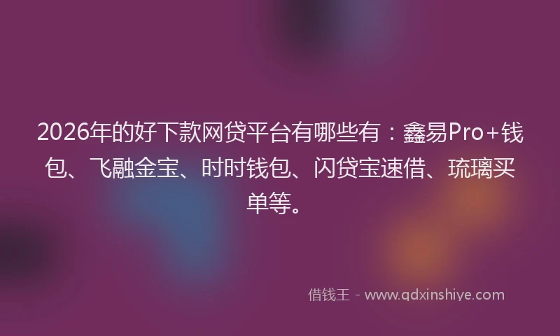 2026年的好下款网贷平台有哪些有：鑫易Pro+钱包、飞融金宝、时时钱包、闪贷宝速借、琉璃买单等。