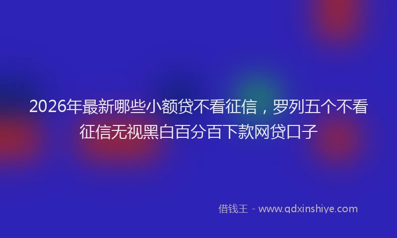 2026年最新哪些小额贷不看征信，罗列五个不看征信无视黑白百分百下款网贷口子