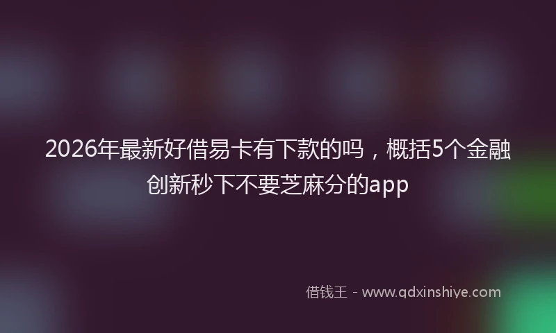 2026年最新好借易卡有下款的吗，概括5个金融创新秒下不要芝麻分的app
