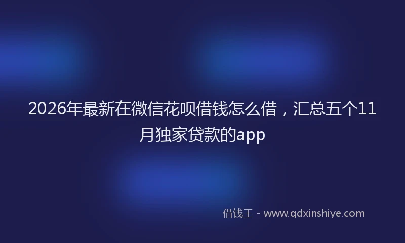 2026年最新在微信花呗借钱怎么借,汇总五个11月独家贷款的app