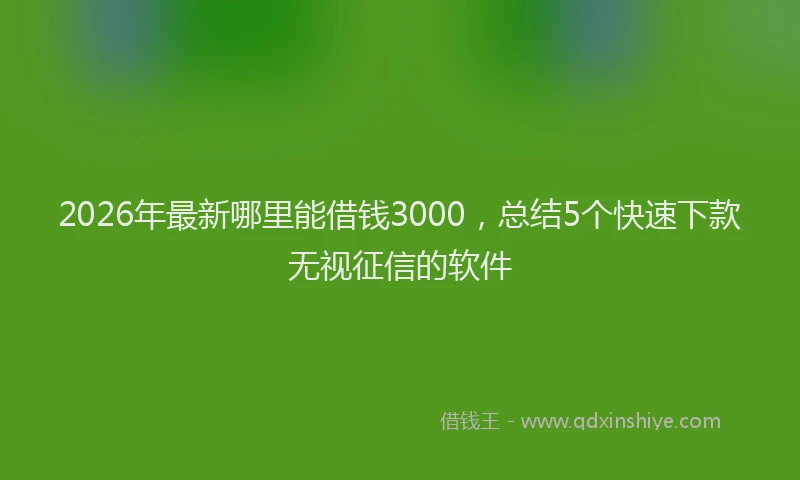 2026年最新哪里能借钱3000，总结5个快速下款无视征信的软件