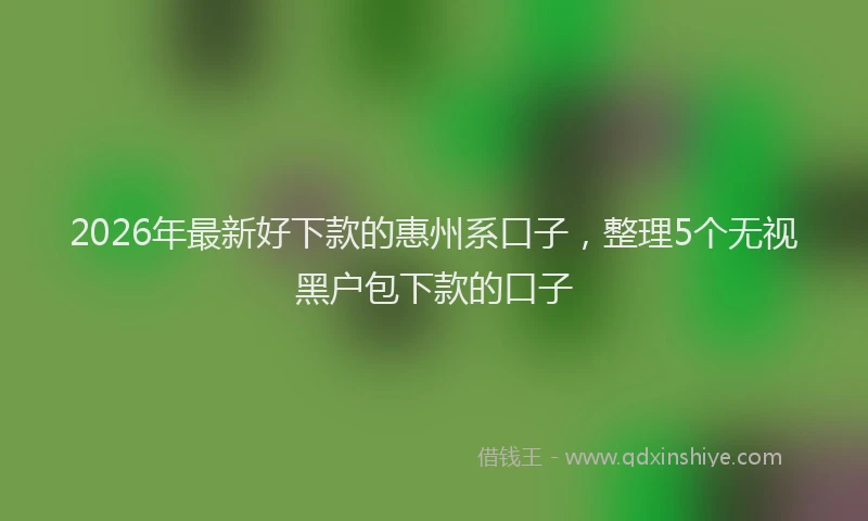 2026年最新好下款的惠州系口子，整理5个无视黑户包下款的口子