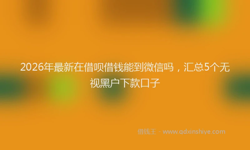 2026年最新在借呗借钱能到微信吗，汇总5个无视黑户下款口子