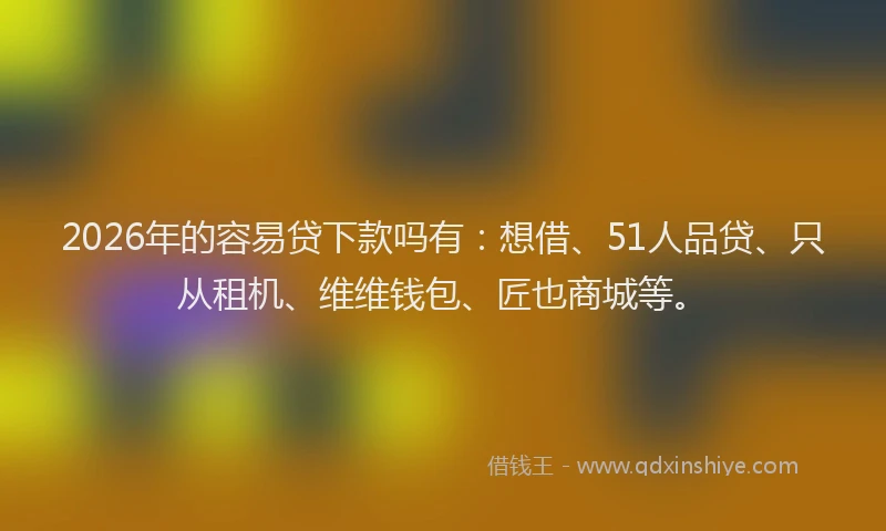 2026年的容易贷下款吗有：想借、51人品贷、只从租机、维维钱包、匠也商城等。