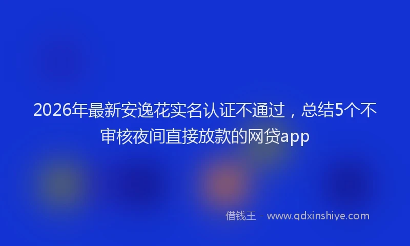 2026年最新安逸花实名认证不通过，总结5个不审核夜间直接放款的网贷app