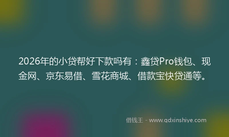 2026年的小贷帮好下款吗有：鑫贷Pro钱包、现金网、京东易借、雪花商城、借款宝快贷通等。