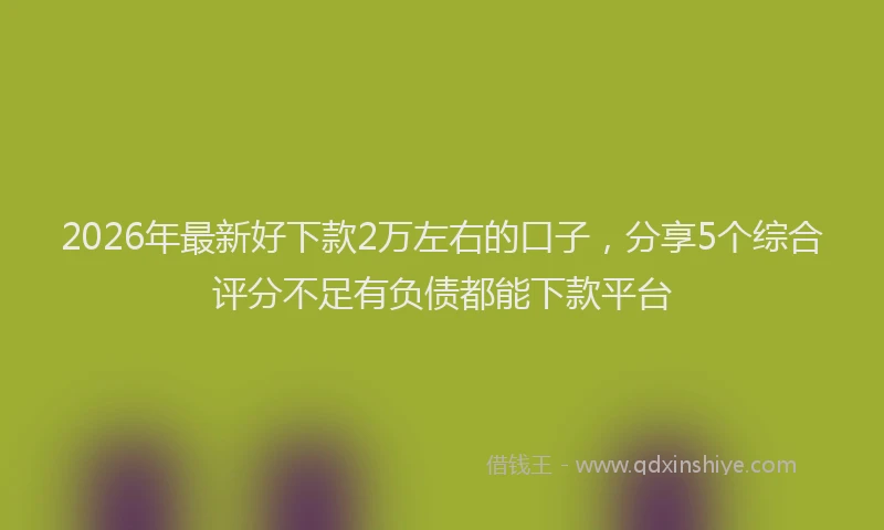2026年最新好下款2万左右的口子，分享5个综合评分不足有负债都能下款平台