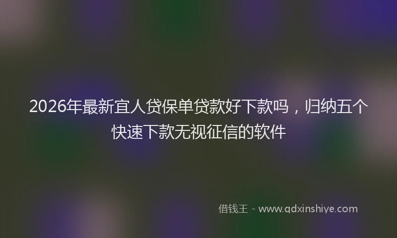 2026年最新宜人贷保单贷款好下款吗，归纳五个快速下款无视征信的软件