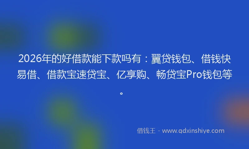 2026年的好借款能下款吗有：翼贷钱包、借钱快易借、借款宝速贷宝、亿享购、畅贷宝Pro钱包等。
