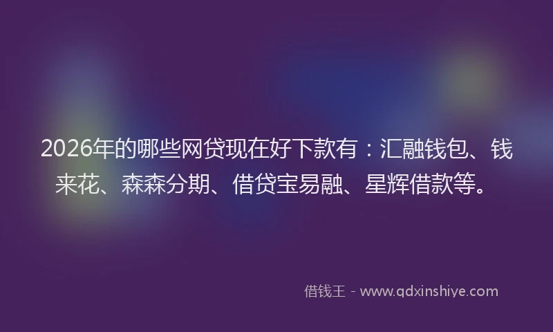 2026年的哪些网贷现在好下款有：汇融钱包、钱来花、森森分期、借贷宝易融、星辉借款等。