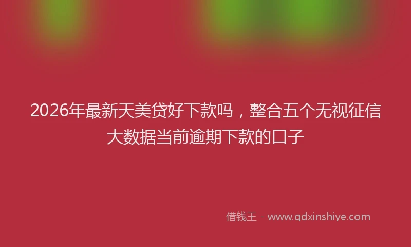 2026年最新天美贷好下款吗，整合五个无视征信大数据当前逾期下款的口子