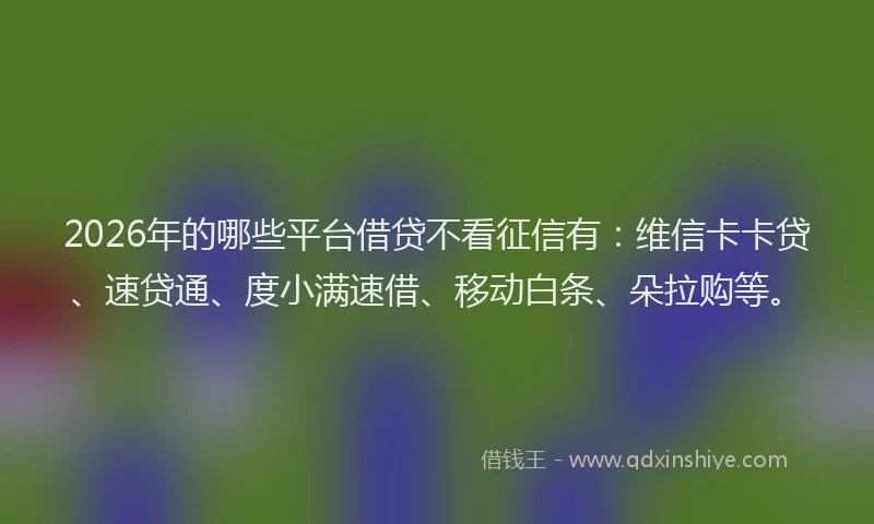 2026年的哪些平台借贷不看征信有：维信卡卡贷、速贷通、度小满速借、移动白条、朵拉购等。
