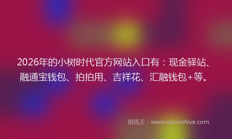 2026年的小树时代官方网站入口有：现金驿站、融通宝钱包、拍拍用、吉祥花、汇融钱包+等。