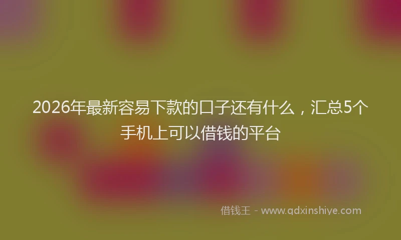 2026年最新容易下款的口子还有什么，汇总5个手机上可以借钱的平台