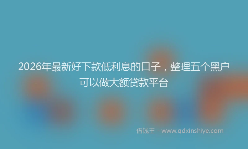2026年最新好下款低利息的口子，整理五个黑户可以做大额贷款平台