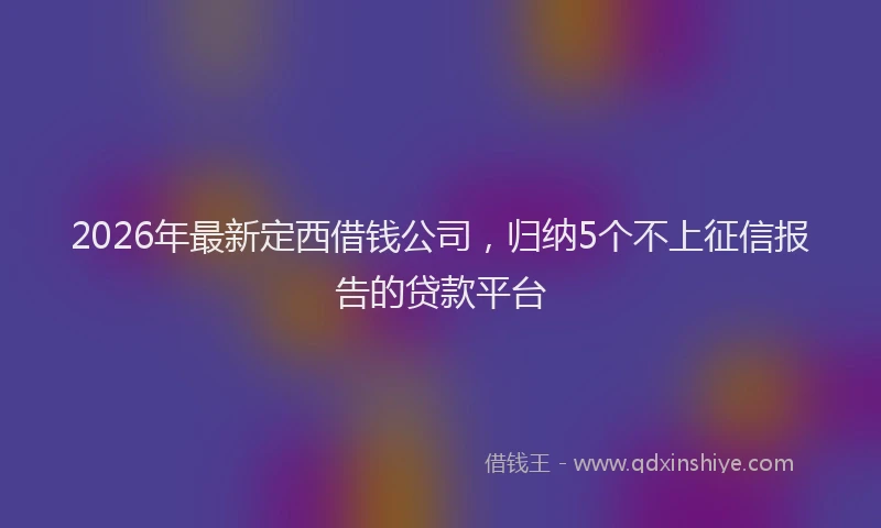 2026年最新定西借钱公司，归纳5个不上征信报告的贷款平台