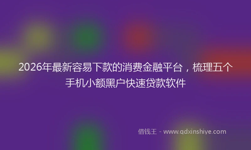 2026年最新容易下款的消费金融平台，梳理五个手机小额黑户快速贷款软件