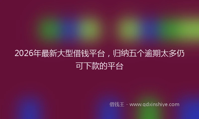 2026年最新大型借钱平台,归纳五个逾期太多仍可下款的平台