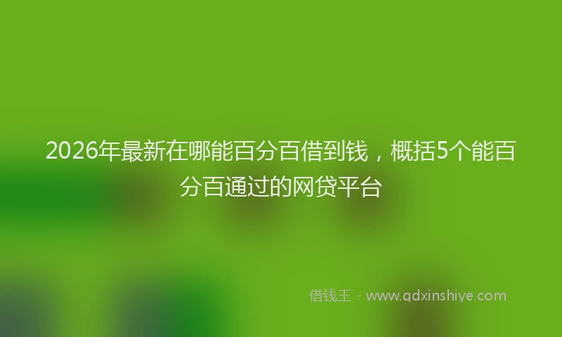 2026年最新在哪能百分百借到钱,概括5个能百分百通过的网贷平台