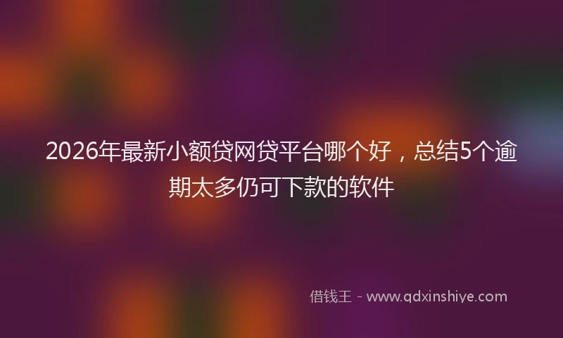2026年最新小额贷网贷平台哪个好，总结5个逾期太多仍可下款的软件