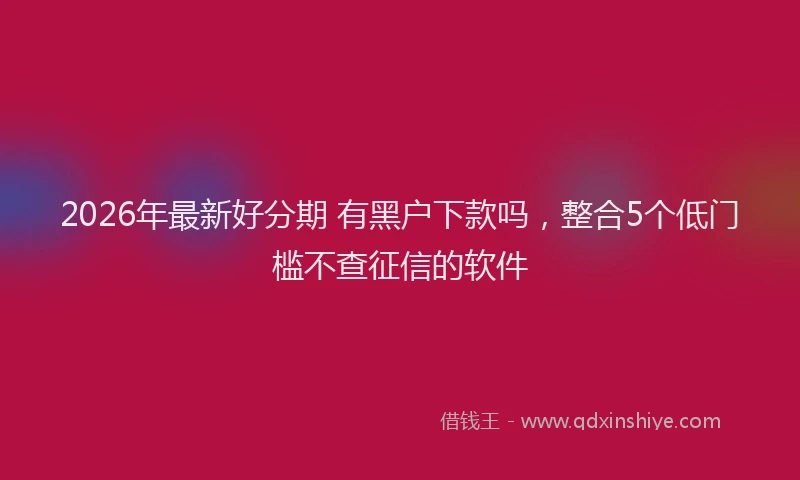 2026年最新好分期 有黑户下款吗，整合5个低门槛不查征信的软件