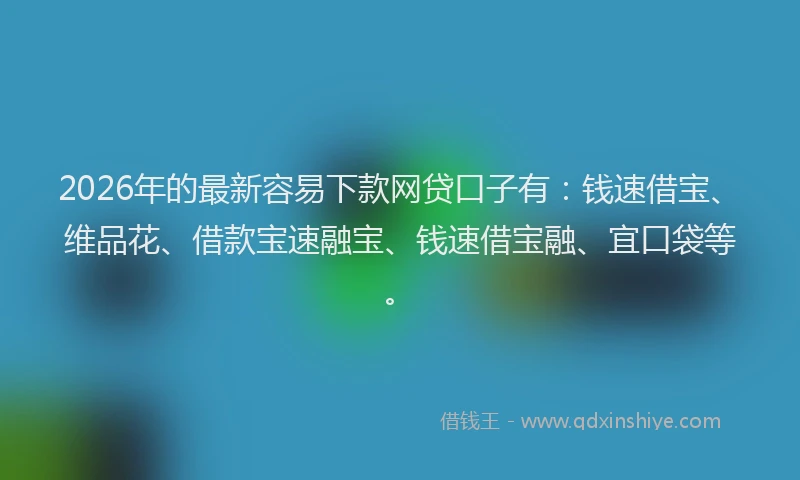 2026年的最新容易下款网贷口子有：钱速借宝、维品花、借款宝速融宝、钱速借宝融、宜口袋等。