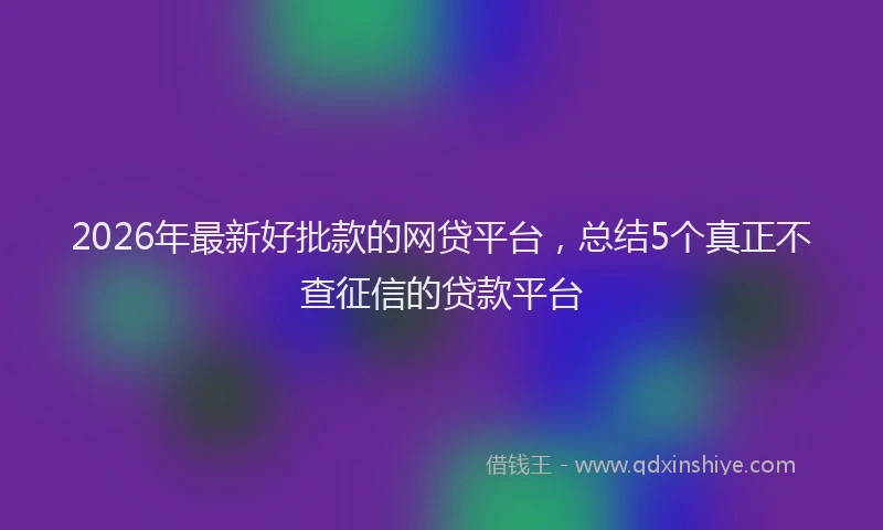 2026年最新好批款的网贷平台，总结5个真正不查征信的贷款平台