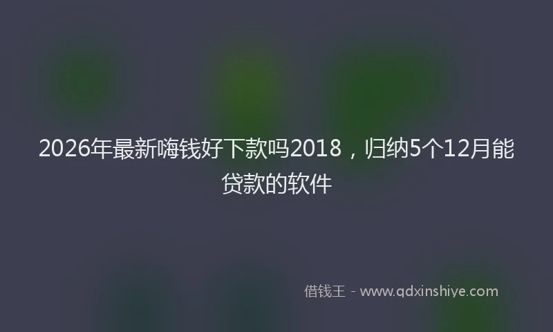 2026年最新嗨钱好下款吗2018，归纳5个12月能贷款的软件
