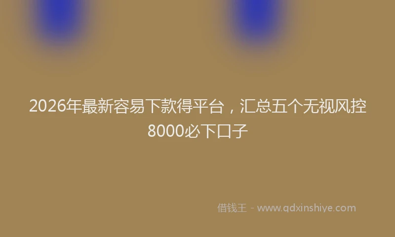 2026年最新容易下款得平台，汇总五个无视风控8000必下口子