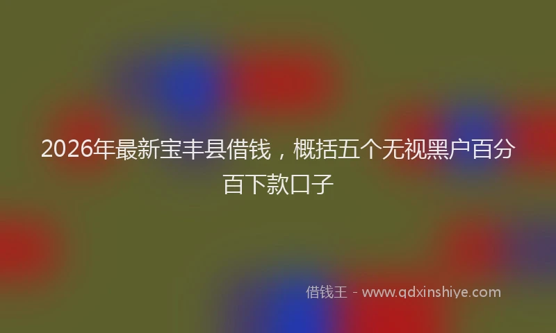 2026年最新宝丰县借钱，概括五个无视黑户百分百下款口子