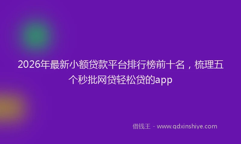 2026年最新小额贷款平台排行榜前十名，梳理五个秒批网贷轻松贷的app