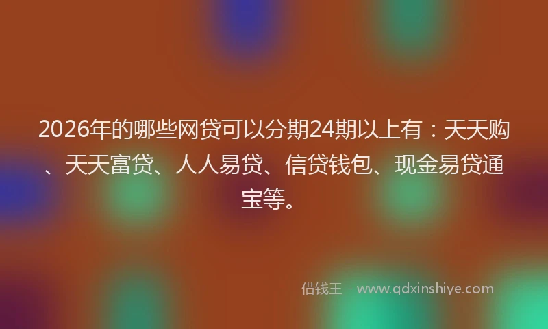 2026年的哪些网贷可以分期24期以上有：天天购、天天富贷、人人易贷、信贷钱包、现金易贷通宝等。