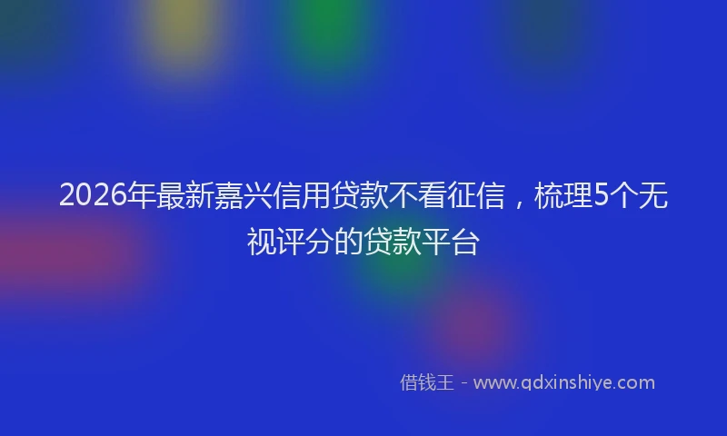 2026年最新嘉兴信用贷款不看征信，梳理5个无视评分的贷款平台