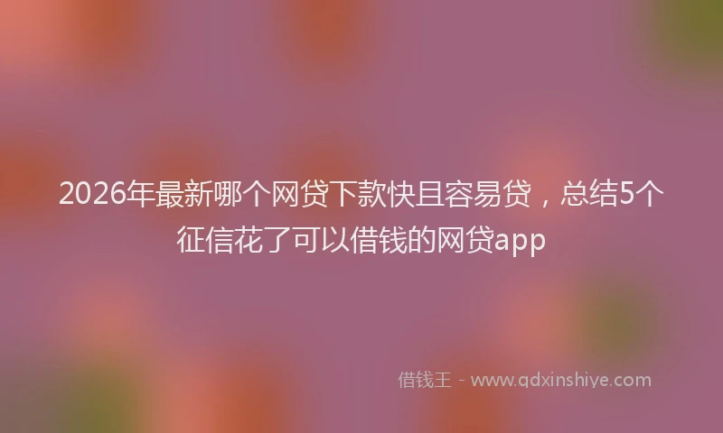 2026年最新哪个网贷下款快且容易贷，总结5个征信花了可以借钱的网贷app