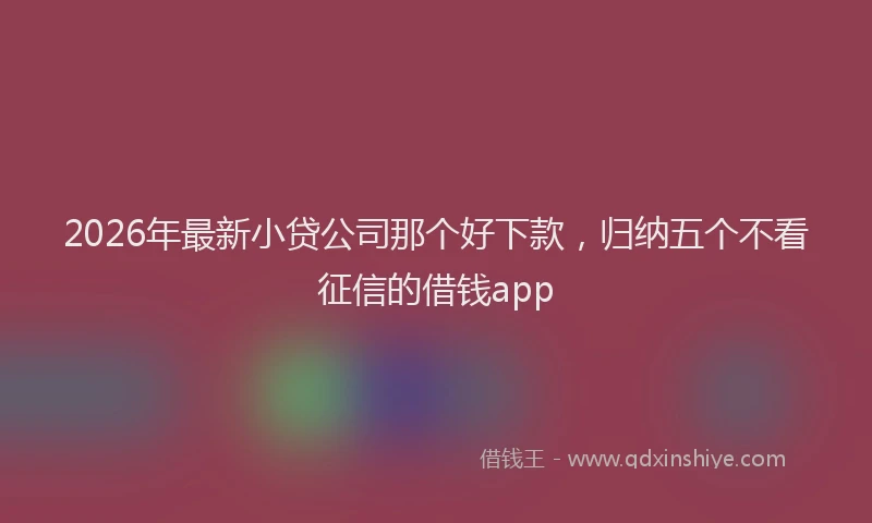 2026年最新小贷公司那个好下款，归纳五个不看征信的借钱app