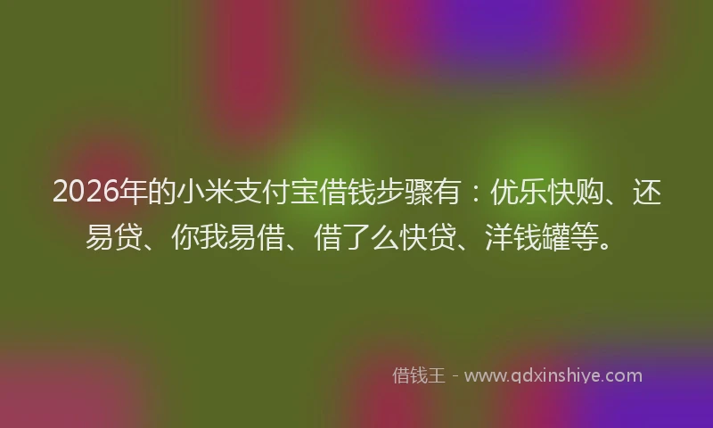 2026年的小米支付宝借钱步骤有：优乐快购、还易贷、你我易借、借了么快贷、洋钱罐等。