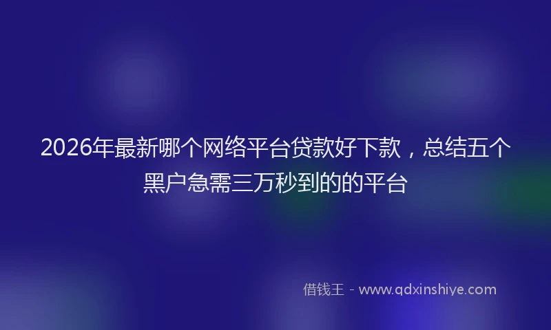 2026年最新哪个网络平台贷款好下款，总结五个黑户急需三万秒到的的平台