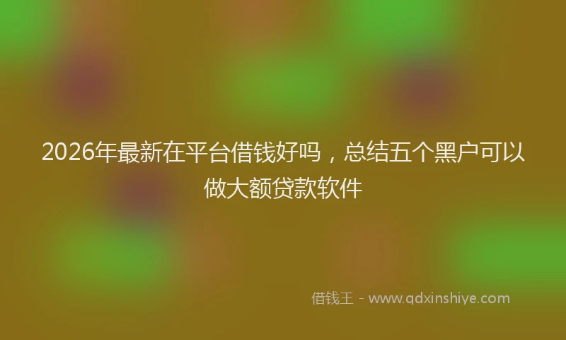 2026年最新在平台借钱好吗，总结五个黑户可以做大额贷款软件