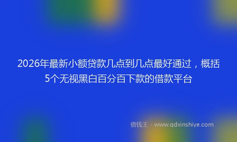 2026年最新小额贷款几点到几点最好通过，概括5个无视黑白百分百下款的借款平台