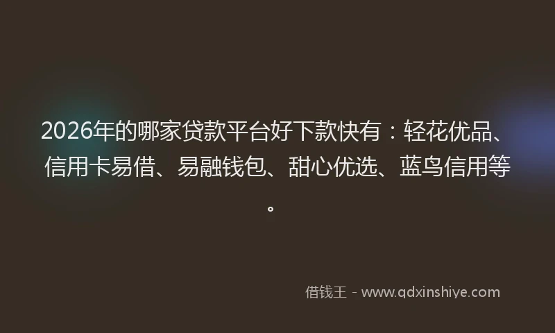 2026年的哪家贷款平台好下款快有：轻花优品、信用卡易借、易融钱包、甜心优选、蓝鸟信用等。