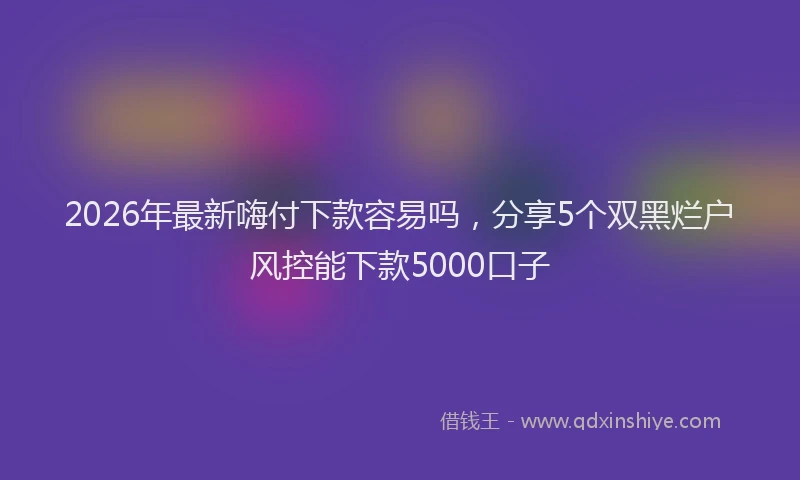2026年最新嗨付下款容易吗,分享5个双黑烂户风控能下款5000口子