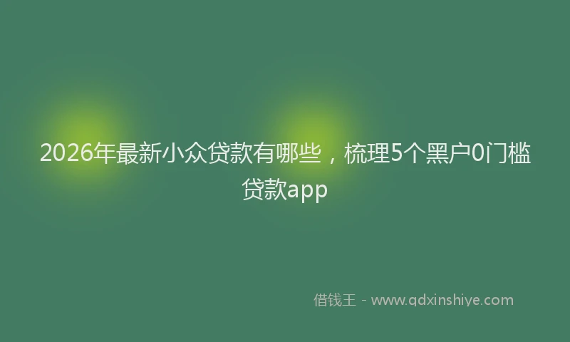 2026年最新小众贷款有哪些，梳理5个黑户0门槛贷款app