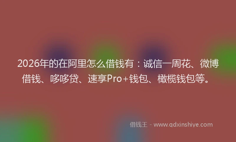 2026年的在阿里怎么借钱有：诚信一周花、微博借钱、哆哆贷、速享Pro+钱包、橄榄钱包等。