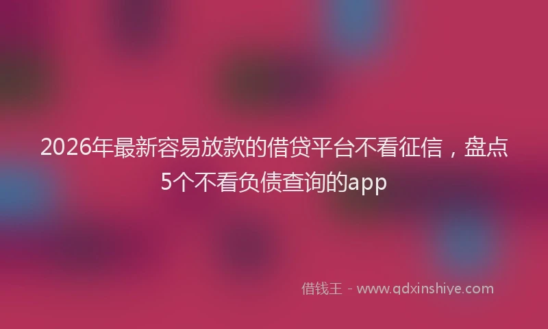2026年最新容易放款的借贷平台不看征信，盘点5个不看负债查询的app